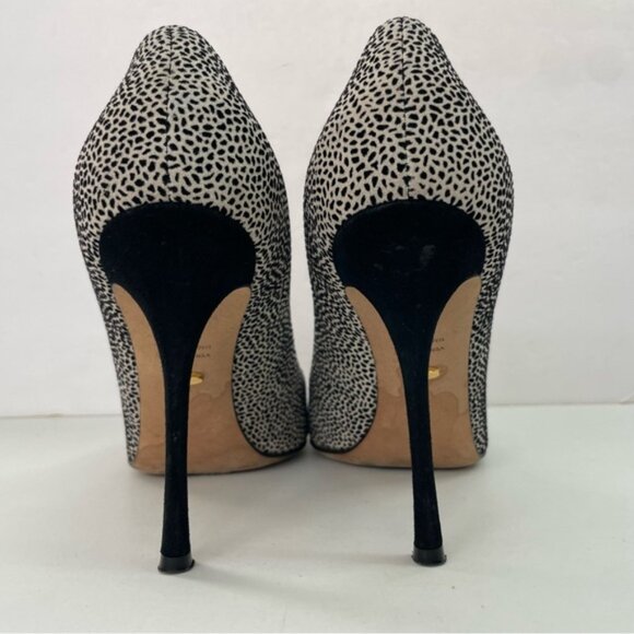 Sergio‎ Rossi Black and White Point-Toe Printed Stiletto Pumps High Heels - Picture 6 of 16